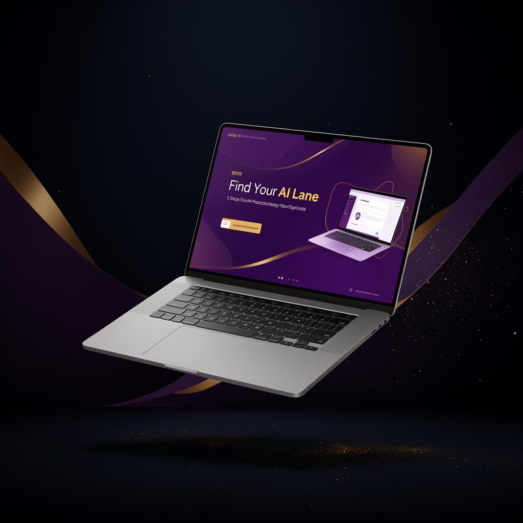 Digital Find Your AI Lane workbook on laptop